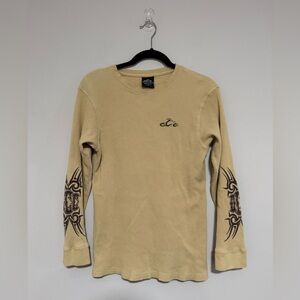 Orange County Choppers VTG Y2K Beige Long Sleeve Thermal Shirt Size Medium
